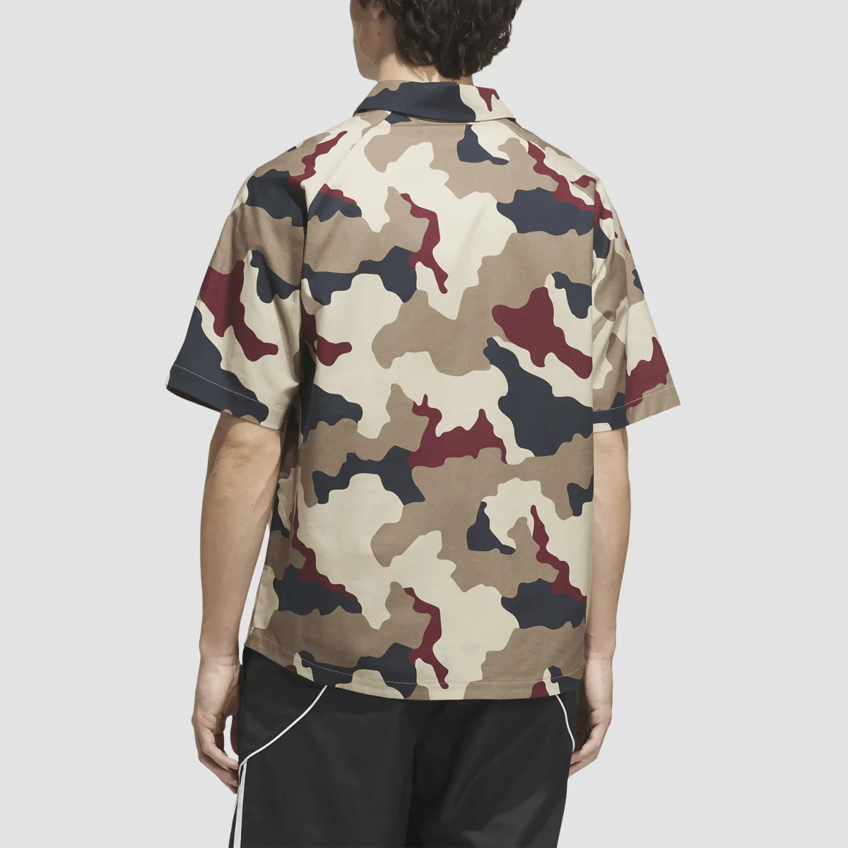 adidas Skateboarding FS+ Camo Button Up Short Sleeve Shirt Khaki Three/Khaki Six/Aurora Ink/Shadow Red - Image 2