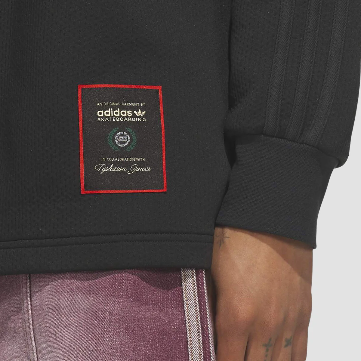 adidas Skateboarding X Tyshawn Rugby Longsleeve Polo Shirt Black - Image 3