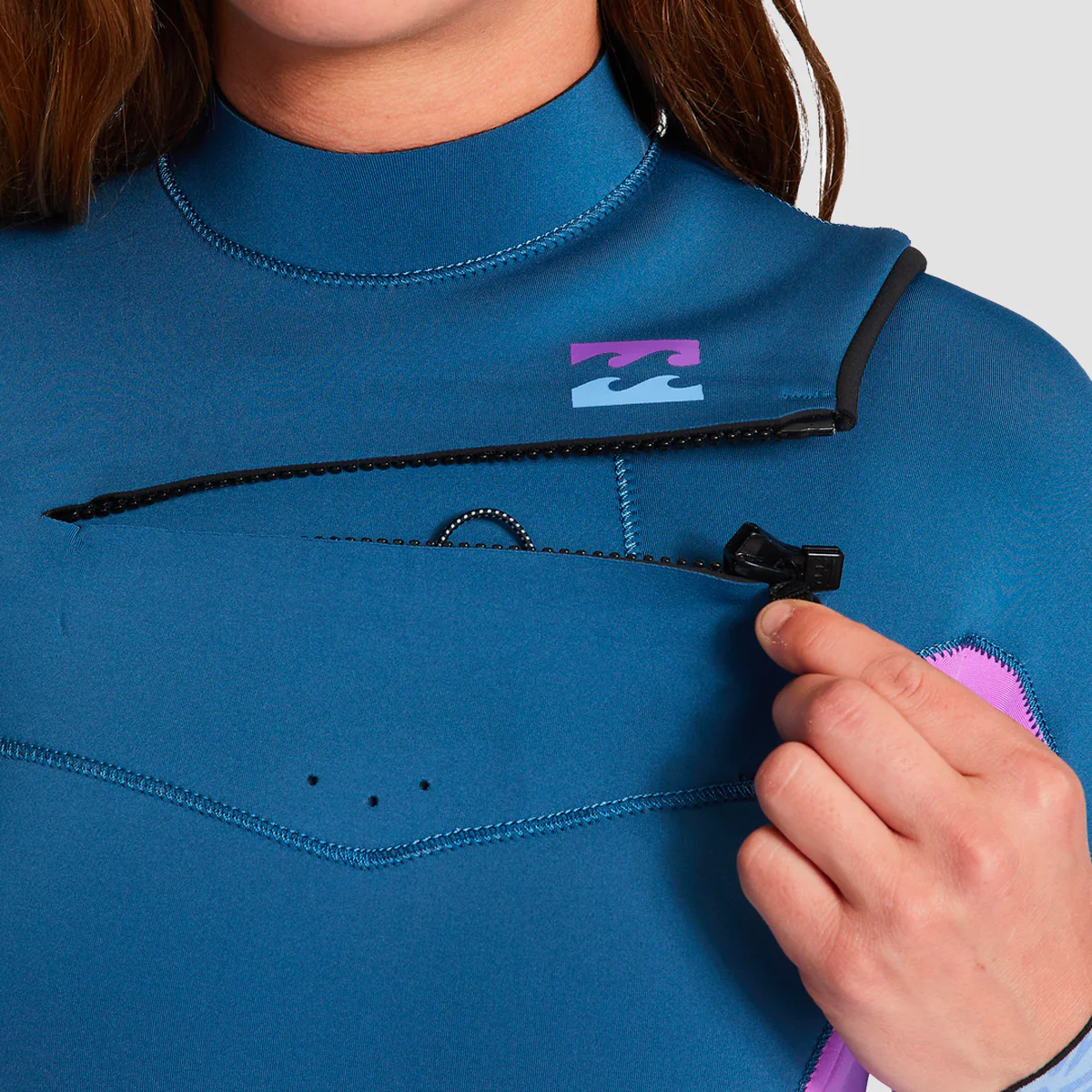 Billabong Synergy 4/3mm Chest Zip Wetsuit Deep Sea - Womens - Image 3