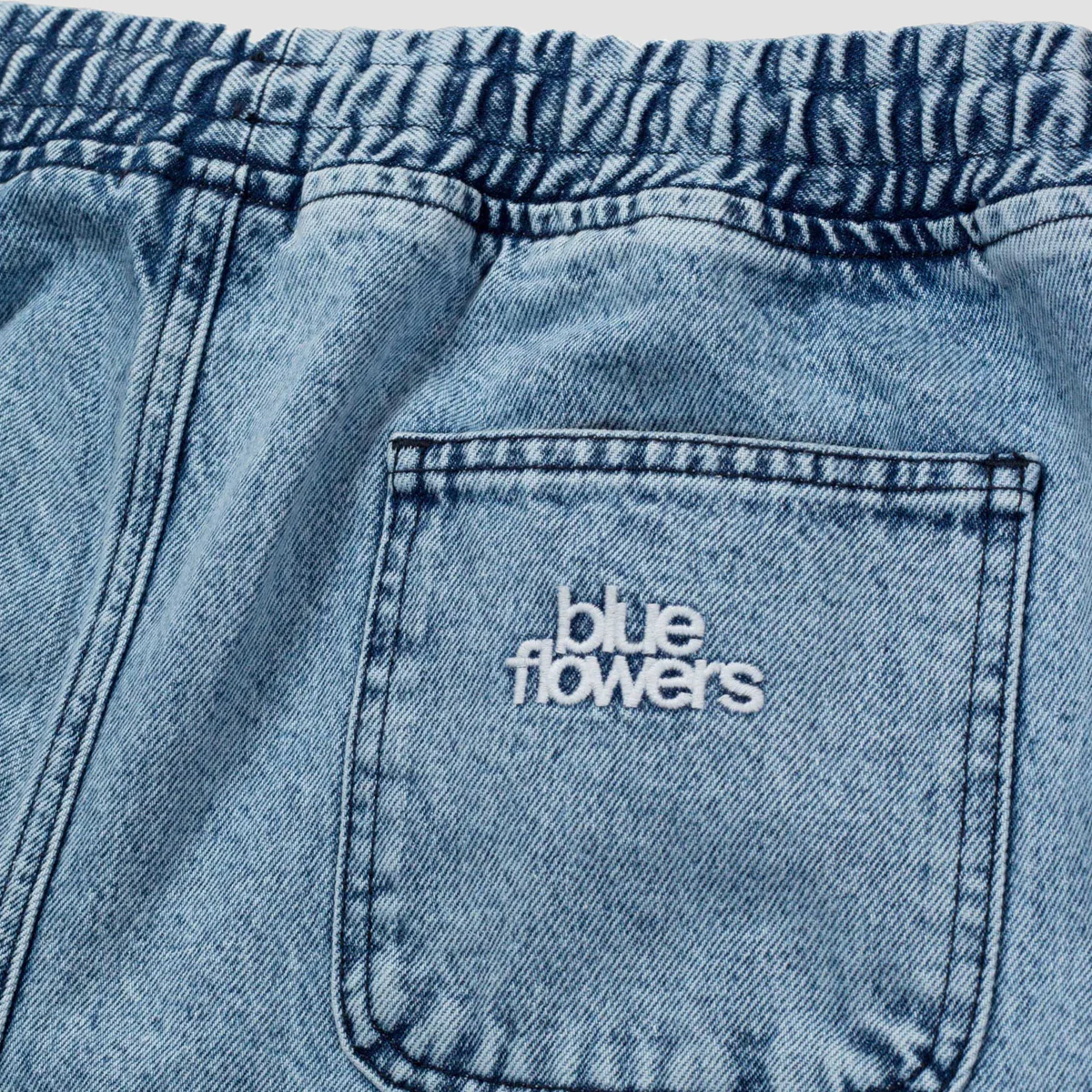 Blue Flowers Cruiser Denim Shorts Blue - Image 3