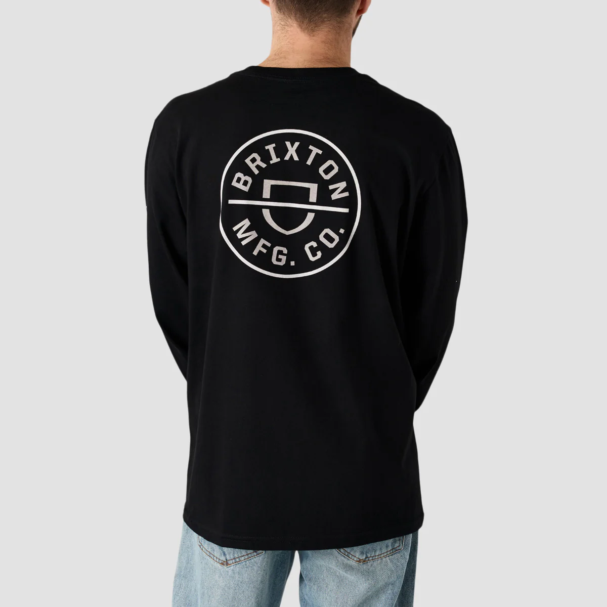 Brixton Crest Longsleeve T-Shirt Black/Mineral Grey/White - Image 2