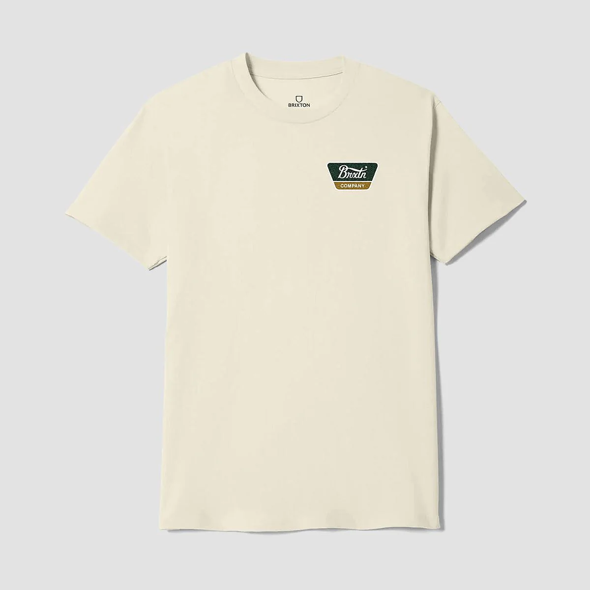 Brixton Linwood T-Shirt Cream/Dark Green/Metal Bronze - Image 2