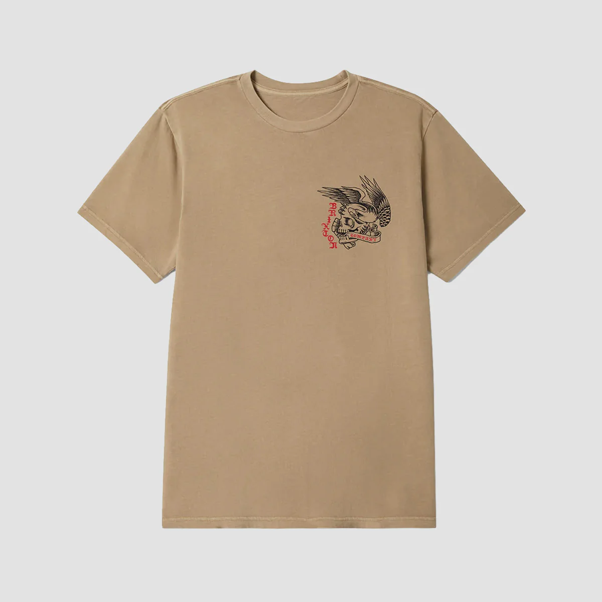 Brixton Wolcott T-Shirt Timeless Taupe Worn Wash - Image 2