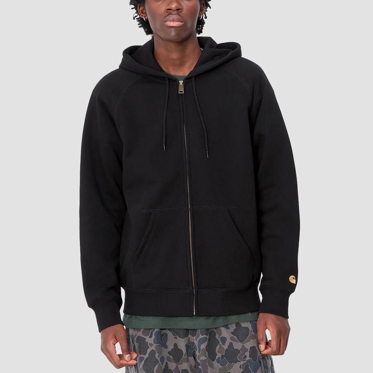 Carhartt WIP Chase Zip Hoodie Black/Gold - Image 2