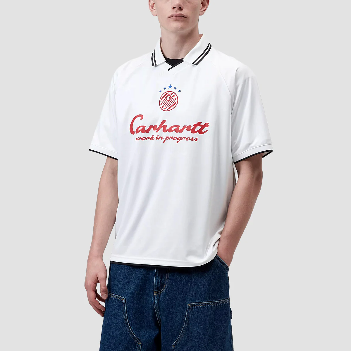 Carhartt WIP Terrace Football T-Shirt Heart Train Jacquard White