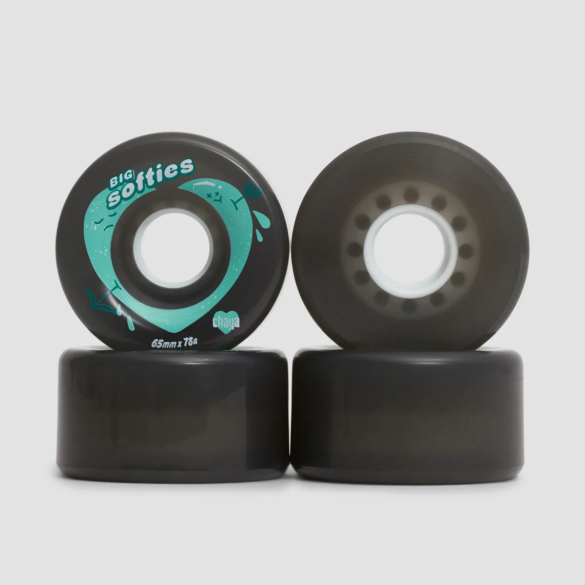 Chaya Big Softies 78A Wheels x4 Clear Black 65mm - Image 2