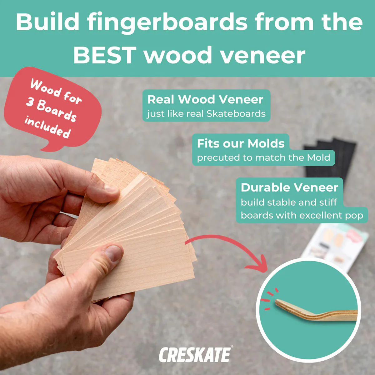 CRESKATE Standard Fingerboard Veneer - 3 Boards - Image 2