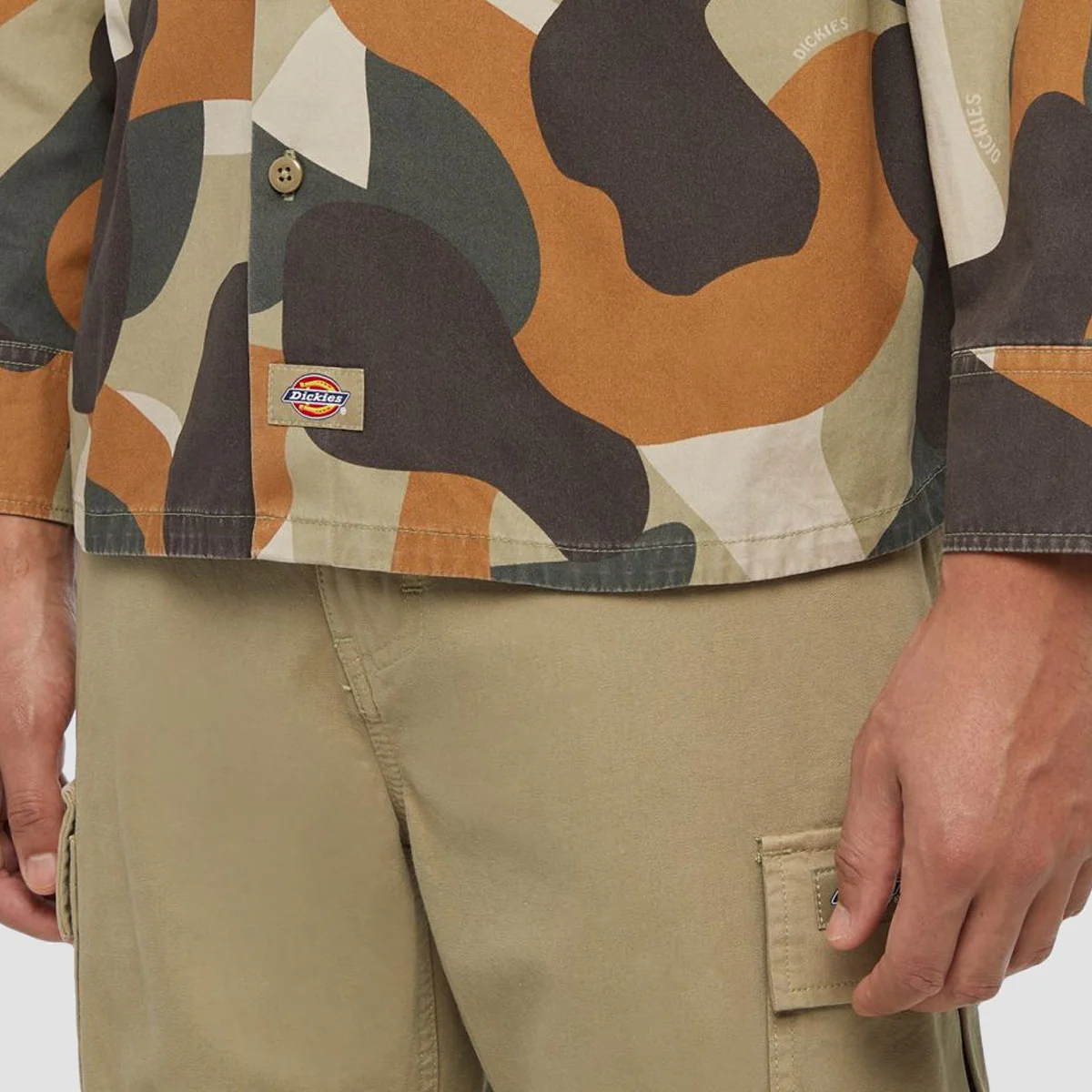 Dickies Camo Canvas Longsleeve Work Shirt Imperial Green - Image 3