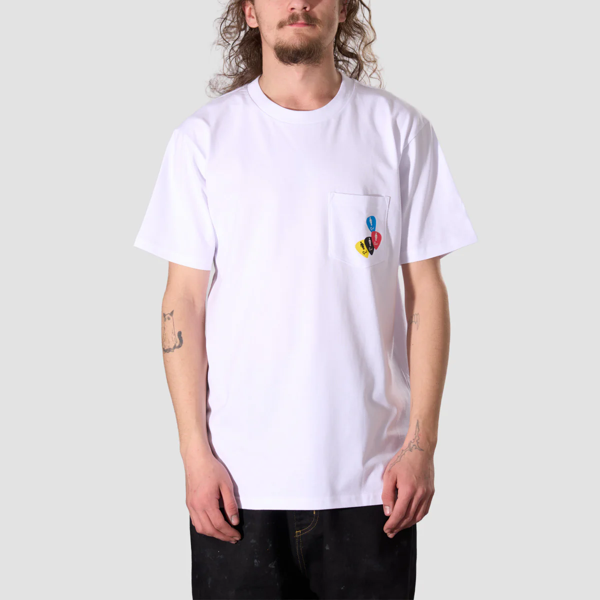 Girl Stomp Picks Pocket T-Shirt White