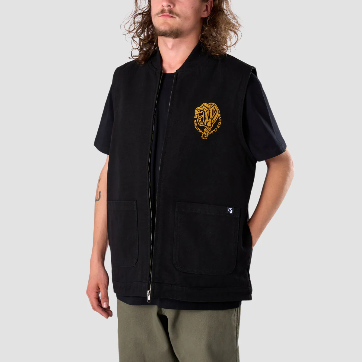Heathen Battle Claw Heavy Canvas Vest Jacket Black - Image 3
