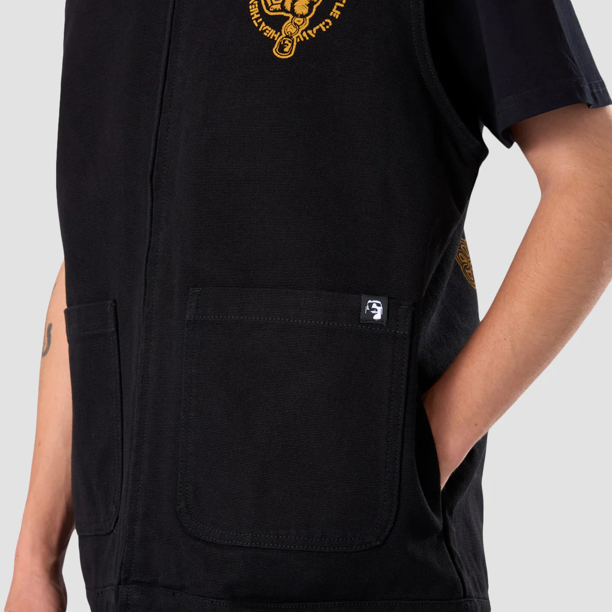 Heathen Battle Claw Heavy Canvas Vest Jacket Black - Image 4