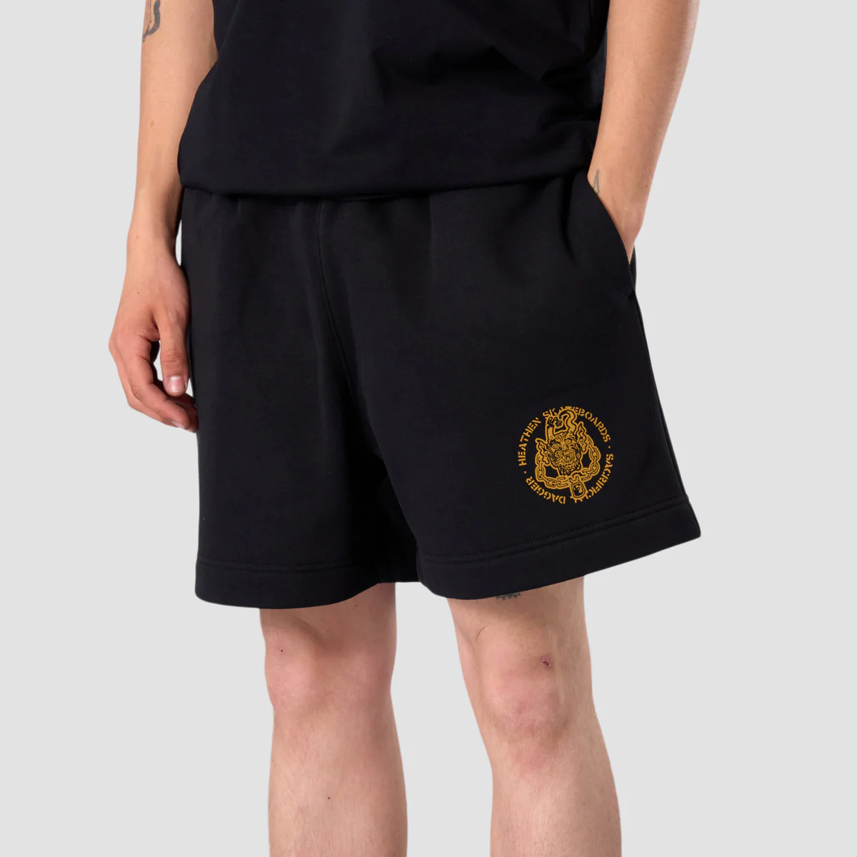 Heathen Sacrificial Dagger Sweat Shorts Black - Image 2