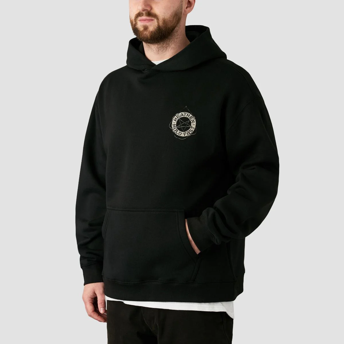 Heathen Stormy Seas Relaxed Fit Pullover Hoodie Black - Image 3