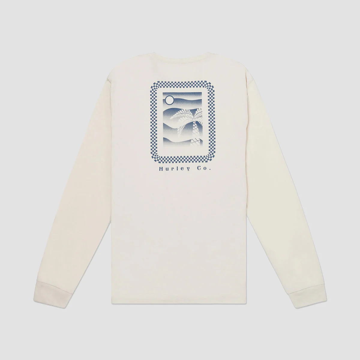 Hurley Everyday Checker Palm Longsleeve T-Shirt Bone - Image 2