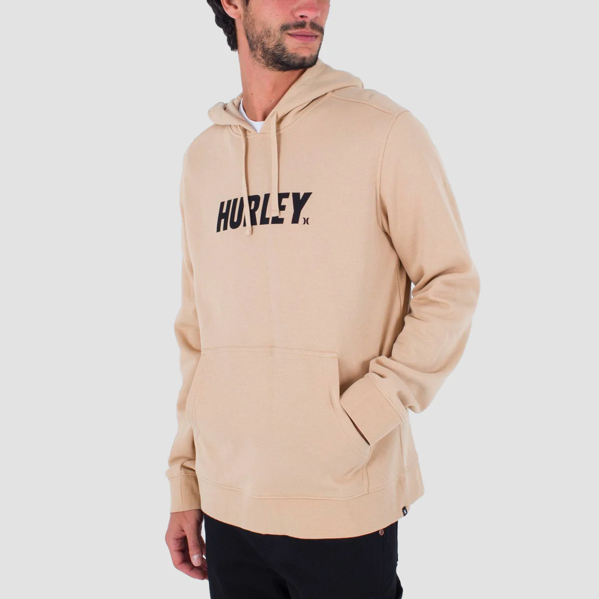 Hurley Fastlane Solid Pullover Hoodie Vanilla Bean - Image 2