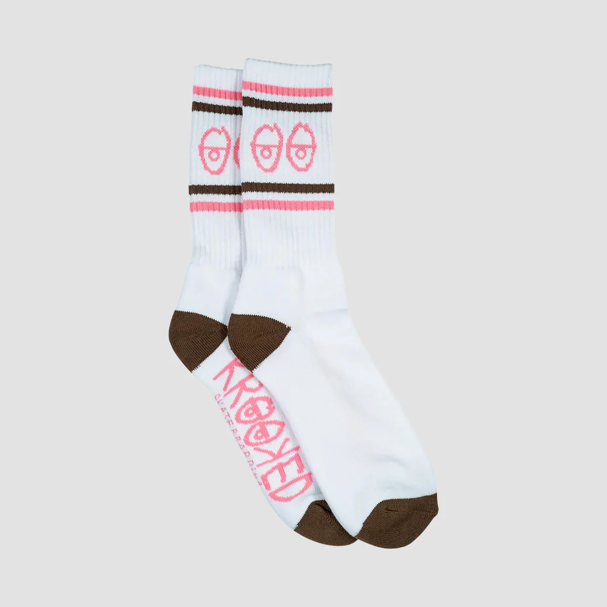 Krooked Eyes Socks White/Brown/Pink