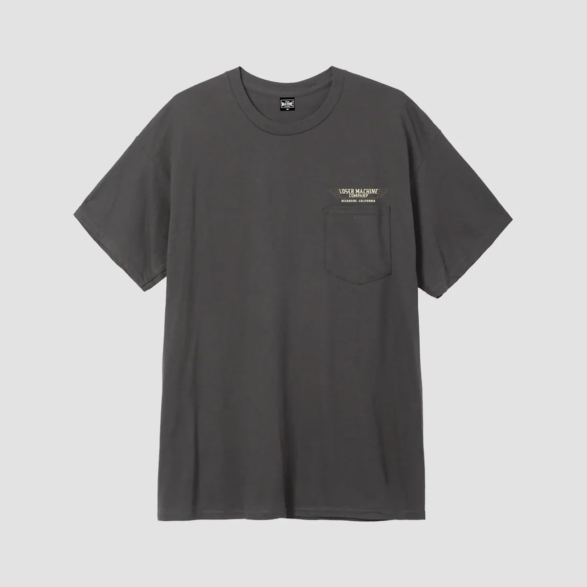 Loser Machine Fly Wheel Pocket T-Shirt Charcoal - Image 2