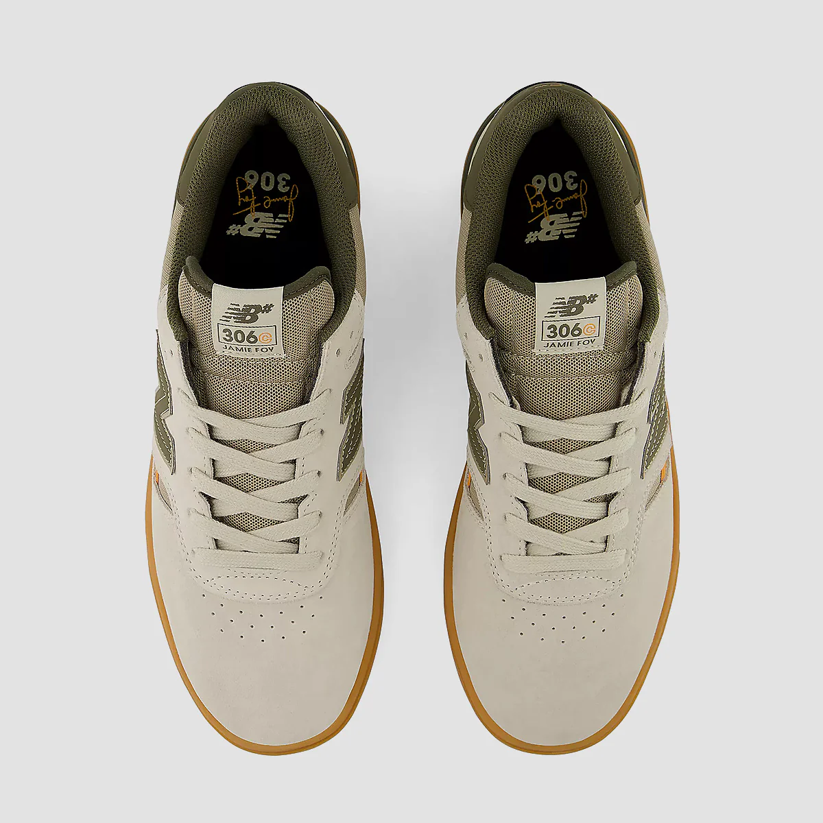 New Balance Numeric Jamie Foy 306C Shoes - Timberwolf/Dark Moss - Image 3