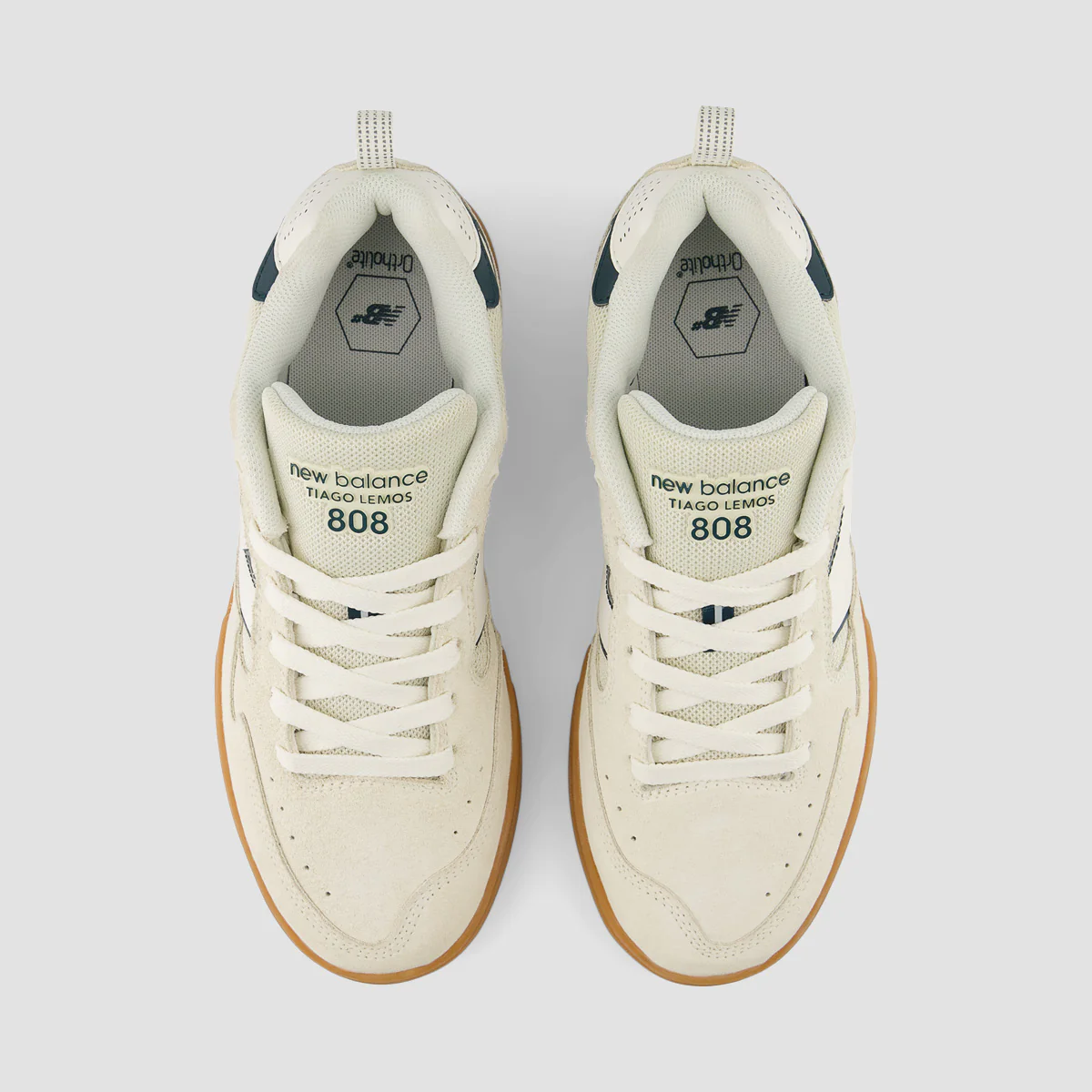 New Balance Numeric Tiago Lemos 808L Shoes - Sea Salt/Medusa Green - Image 3