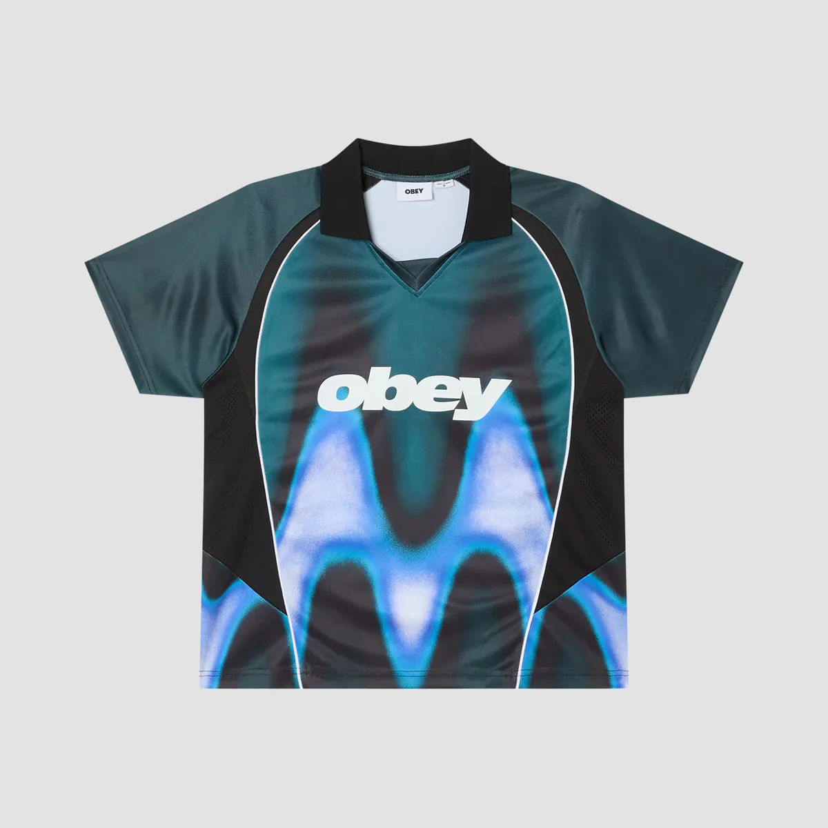 OBEY Blurred Soccer Jersey T-Shirt Dark Teal Multi - Image 2