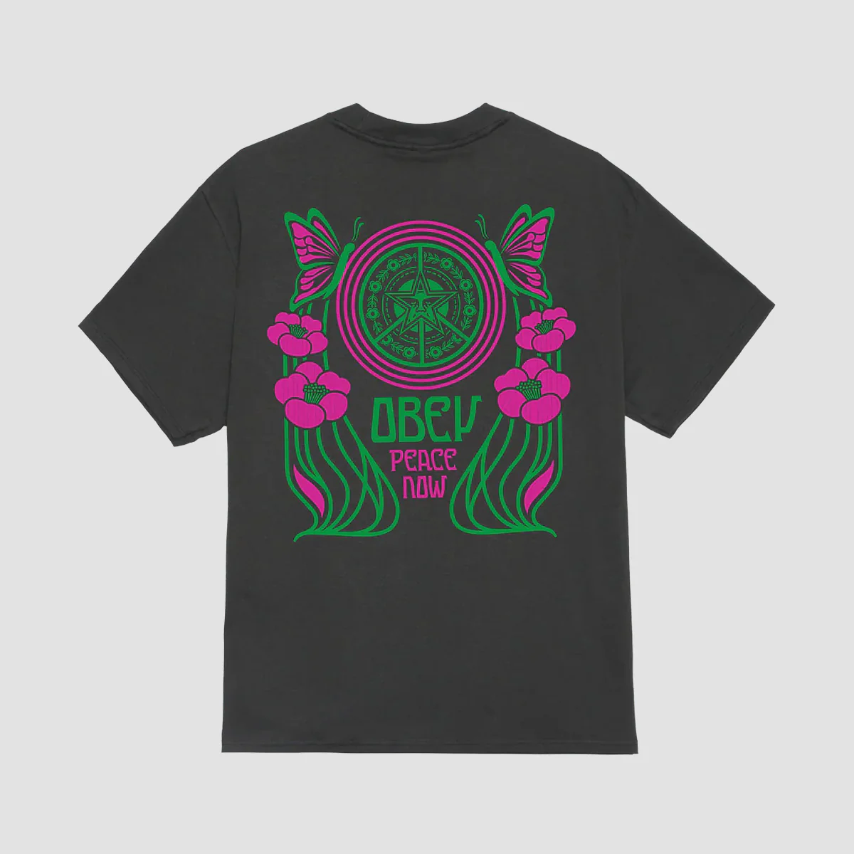 OBEY Peace Now Butterflies T-Shirt Vintage Black