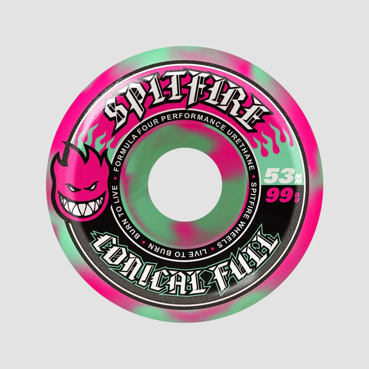 Spitfire Formula Four Conical Full 99DU Skateboard Wheels Pink/Teal Swirl 53mm
