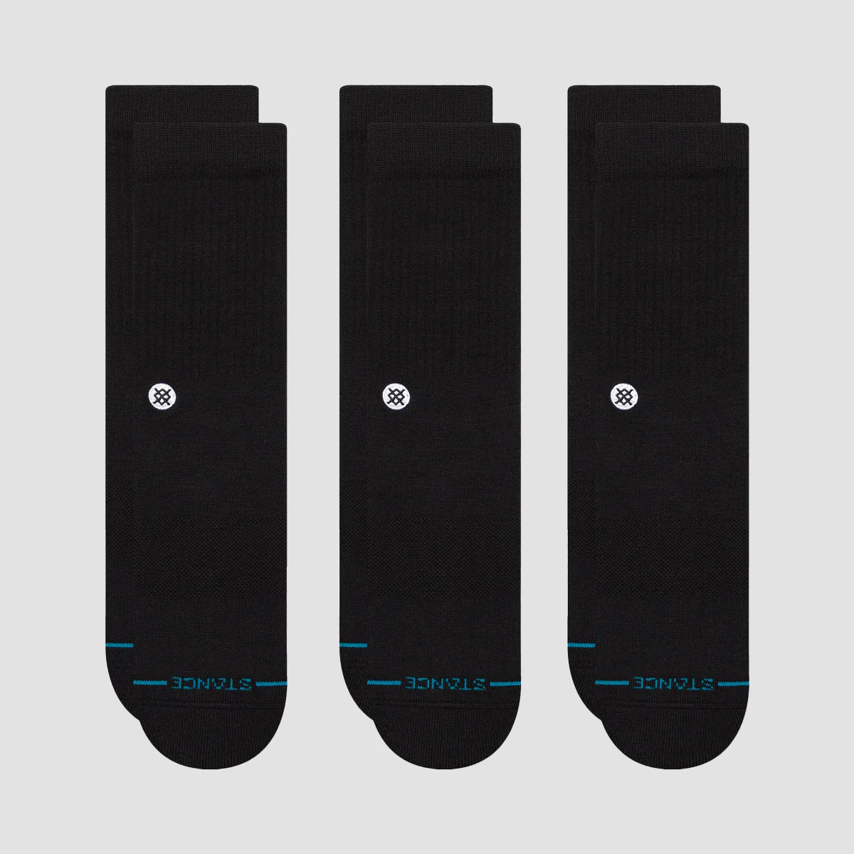 Stance Icon Crew Socks 3 Pack Stealth Black/Black