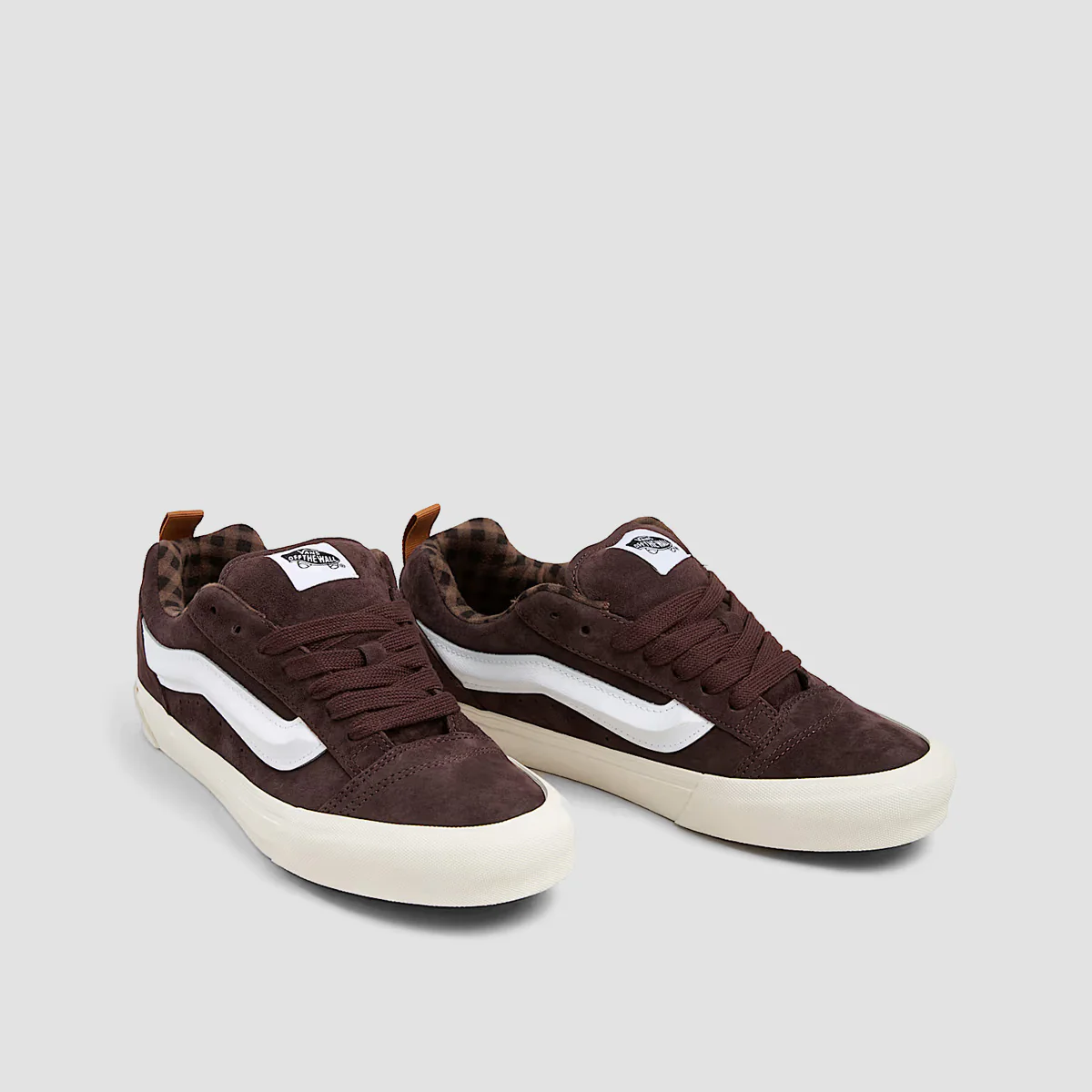 Vans Knu Skool Shoes - Pig Suede Plaid Brown - Image 2