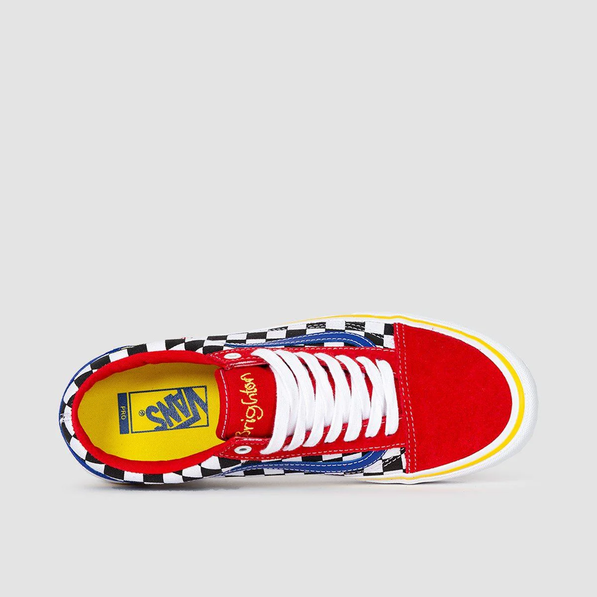 Vans Old Skool Pro Shoes - Brighton Zeuner Red/Checker/Blue - Image 4