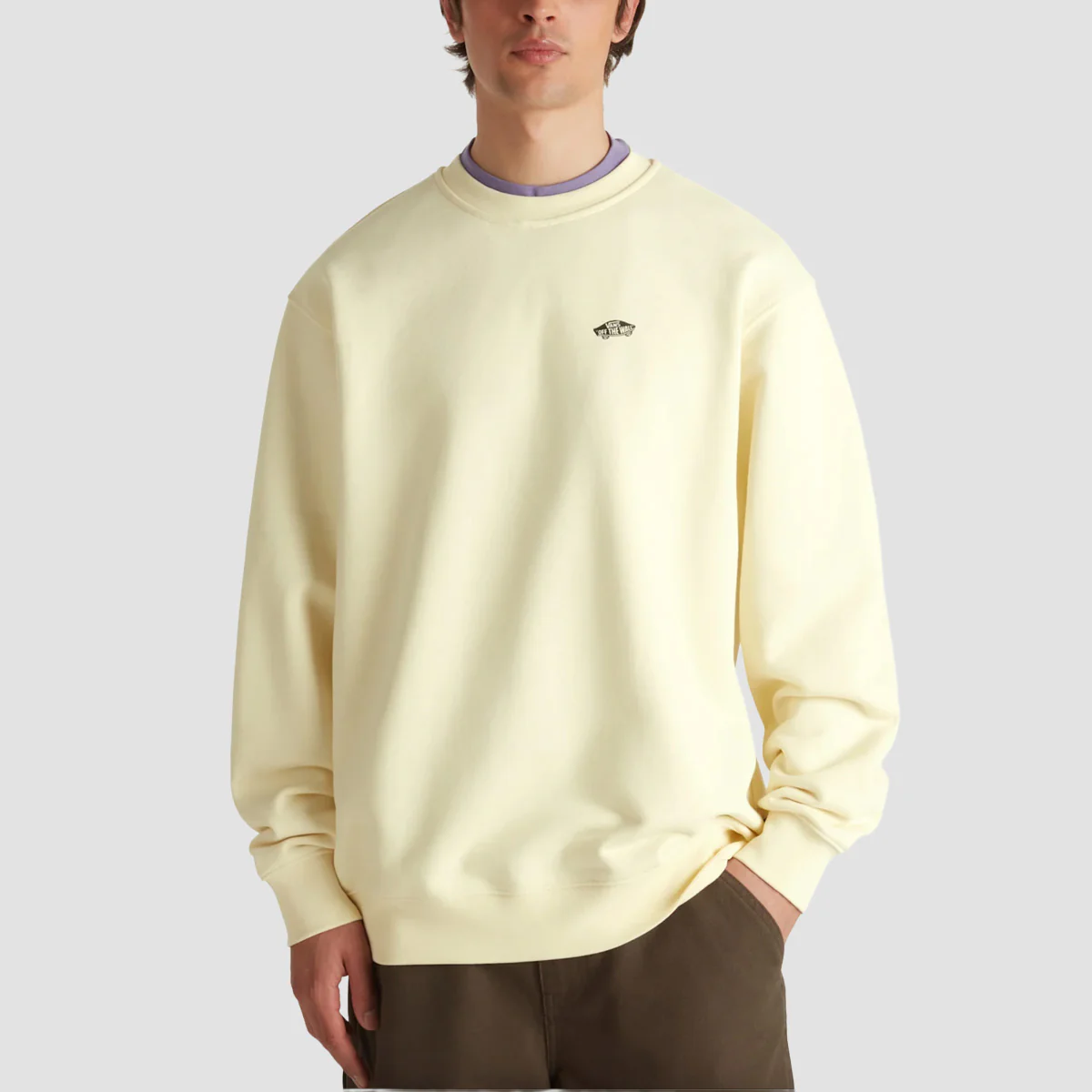 Vans Style 76 II Loose Fit Crew Sweatshirt Lemon Icing - Image 2