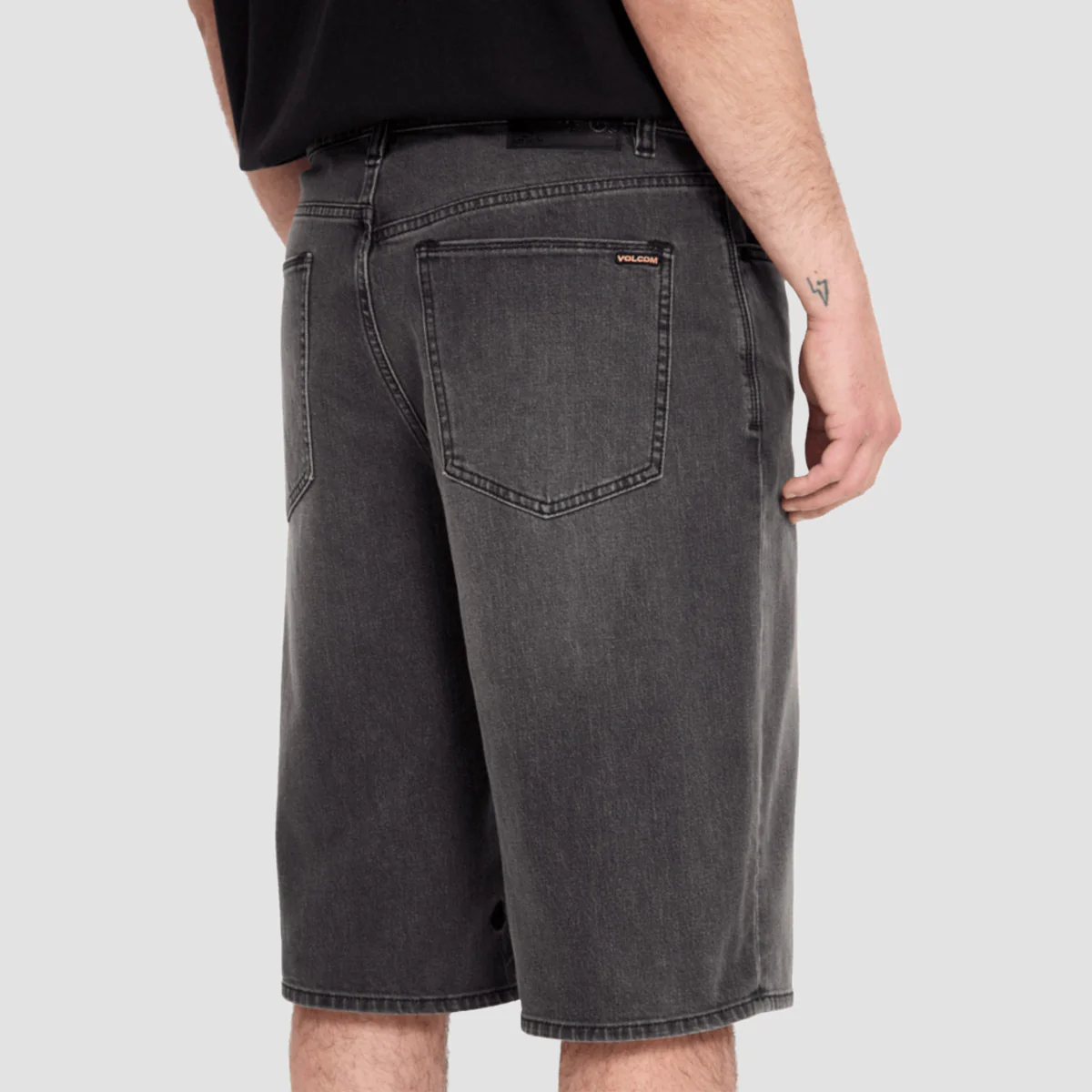 Volcom Chillow 24" Denim Shorts Black Grey - Image 3