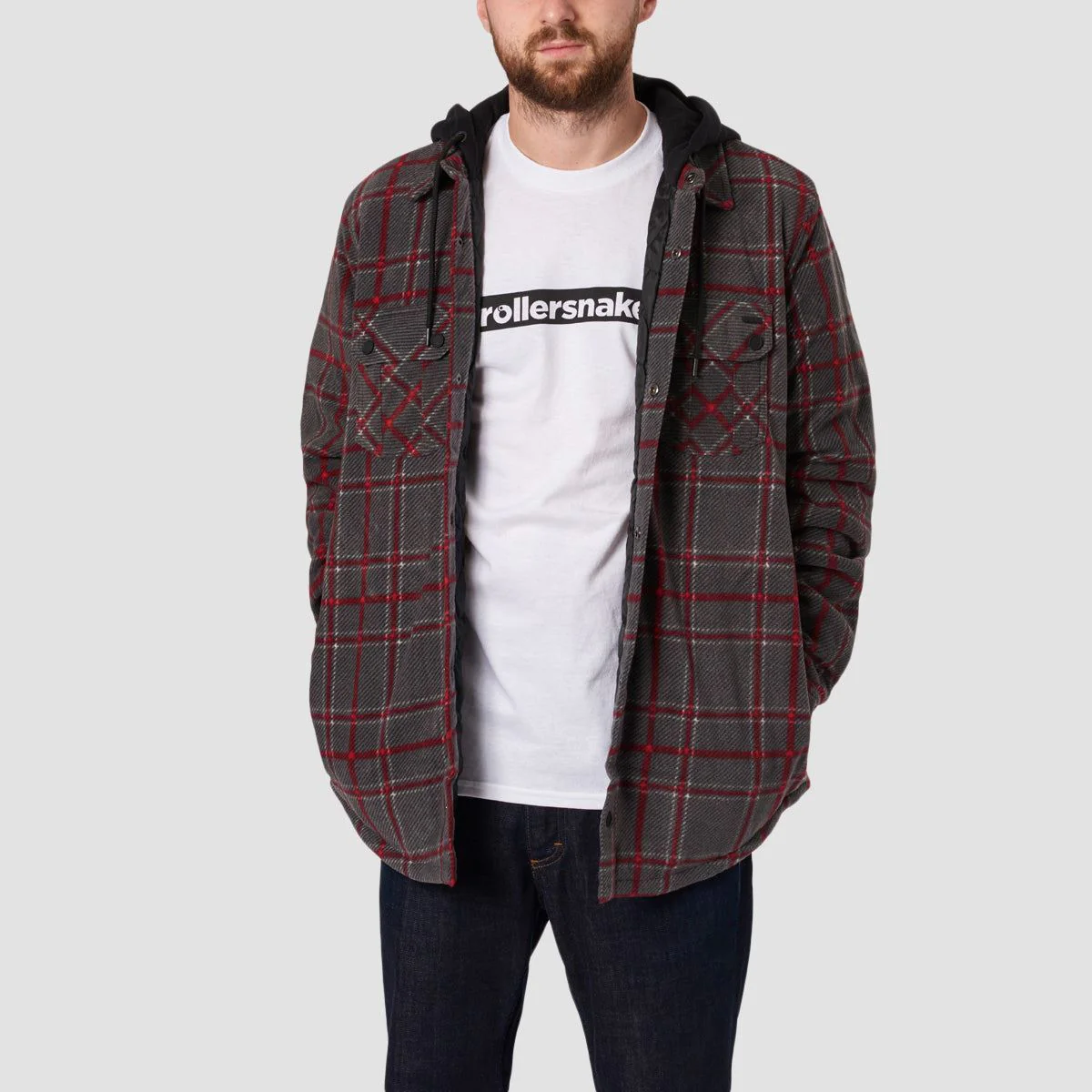 Volcom Field Insulated Flannel Jacket Black Plaid - Image 2