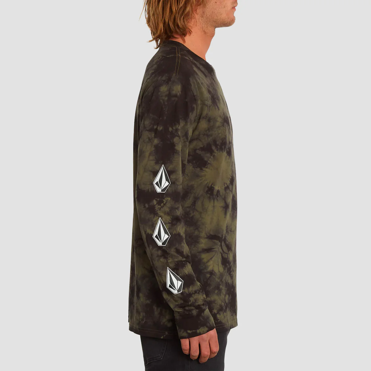 Volcom Iconic Stone Dye Longsleeve T-Shirt Military - Image 2