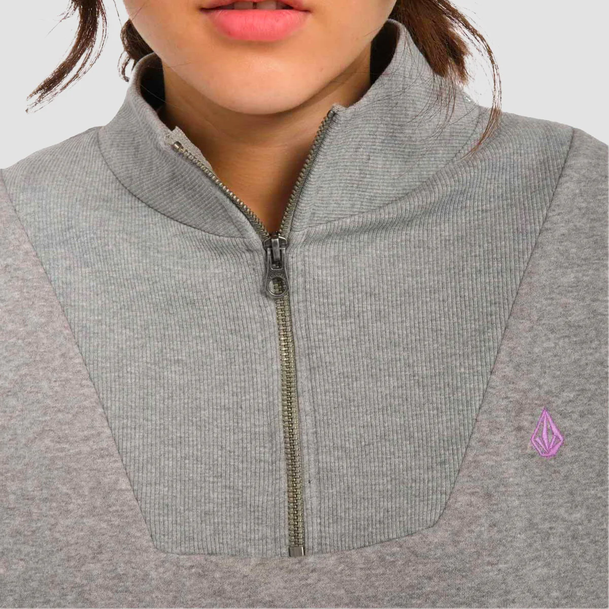 Volcom Mocker Nucker Mock Neck Sweatshirt Heather Grey - Womens - Image 3