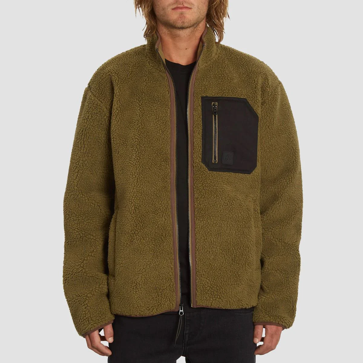 Volcom Muzzer Fuzzar Zip Sweatshirt Service Green - Image 2